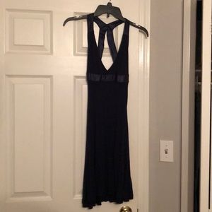Navy Blue Backless Mini Dress